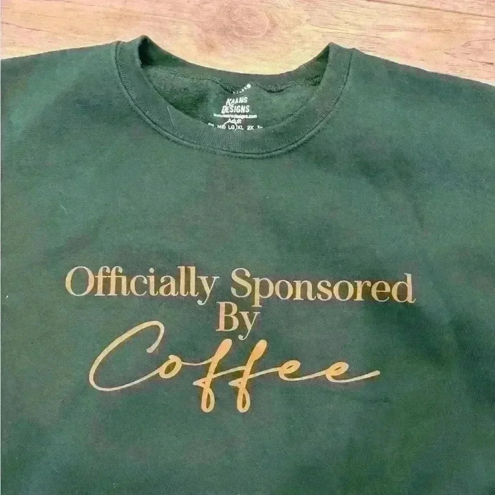Officially sponsored by coffee green and gold crew neck sweat shirt size large - Picture 2 of 4